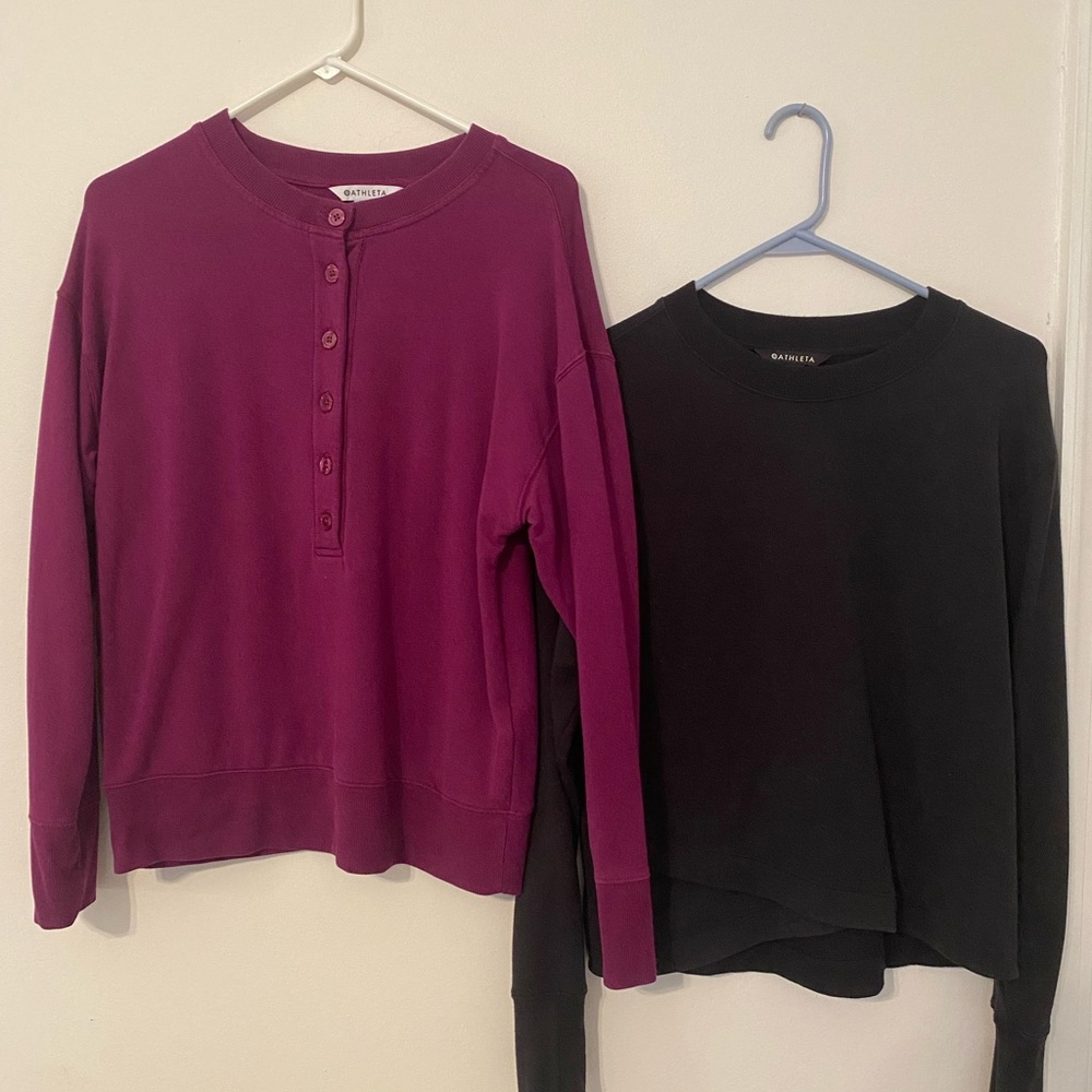 Athleta Purple and Black Sweatshirt Top